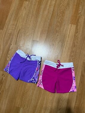 Tuga Girls Swim Shorts Size 8/10 Lot Of 2 Pair Purple and Pink